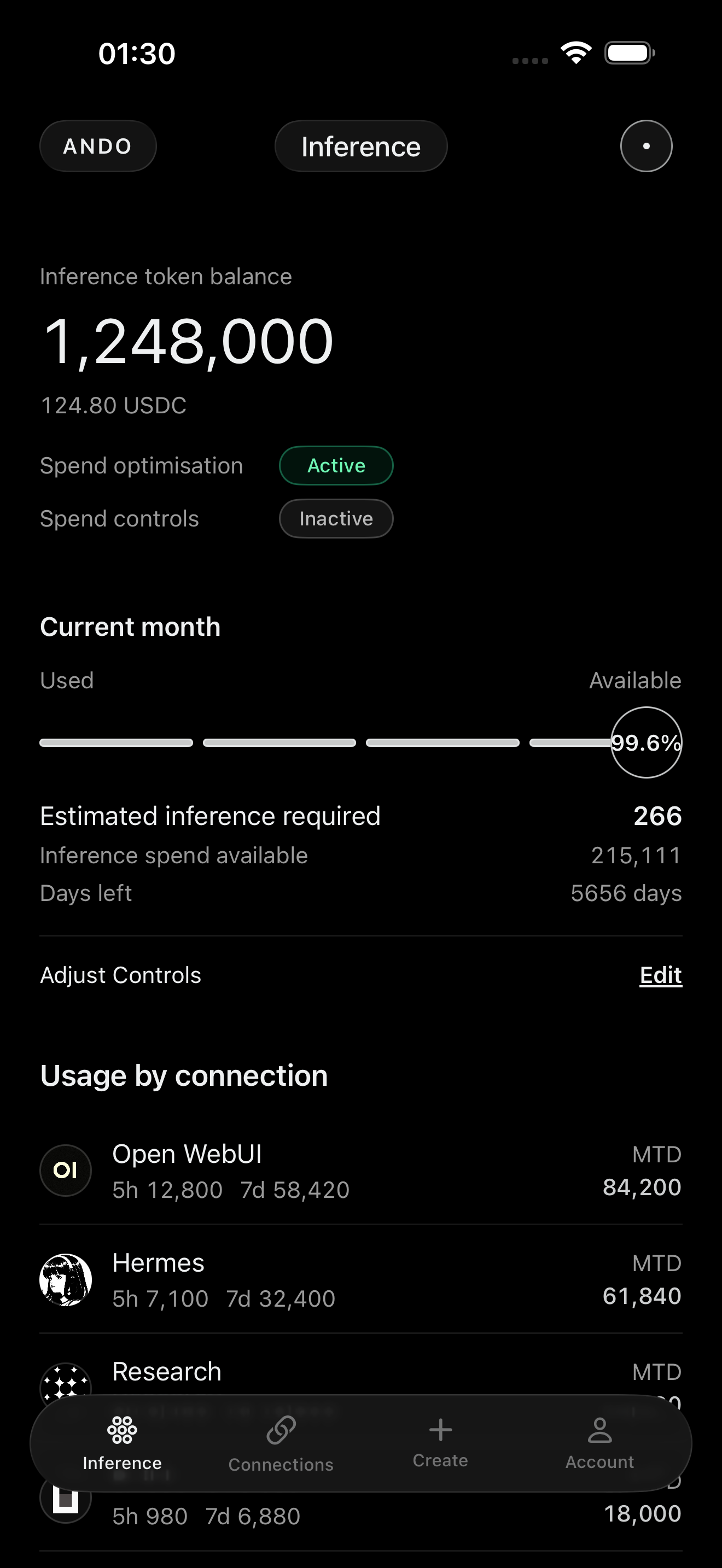 Ando iOS inference balance screen